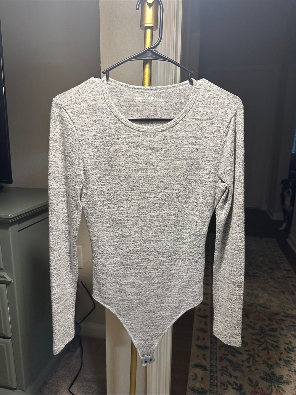 Abercrombie & Fitch Heather Gray Long Sleeve Bodysuit